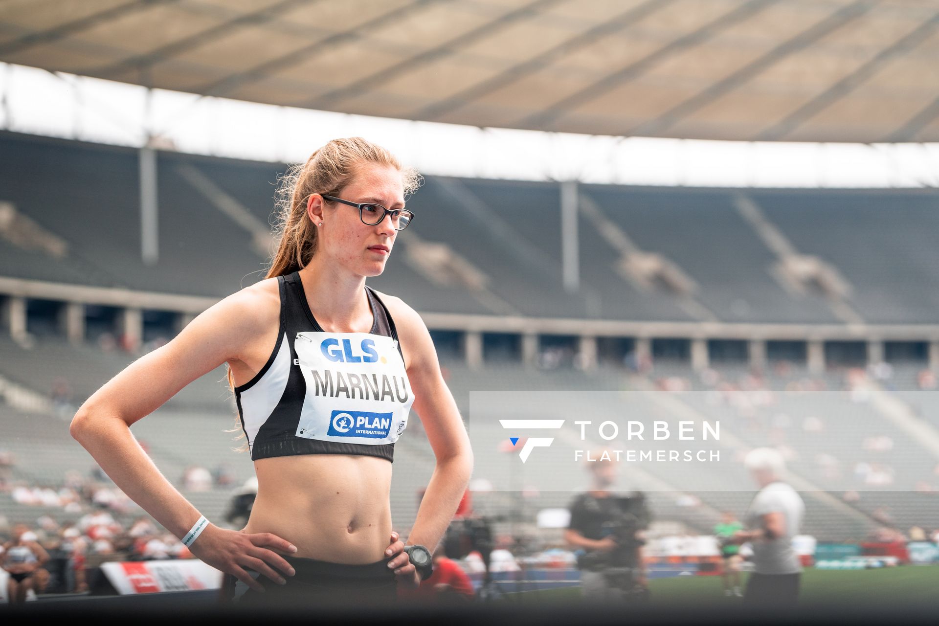 Michelle Marnau (LG Wuerm Athletik) waehrend der deutschen Leichtathletik-Meisterschaften im Olympiastadion am 25.06.2022 in Berlin